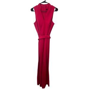 Trina Turk Sz 6 NWOT Jumpsuit Pink Red Belted Wide Leg - Tiny Picks